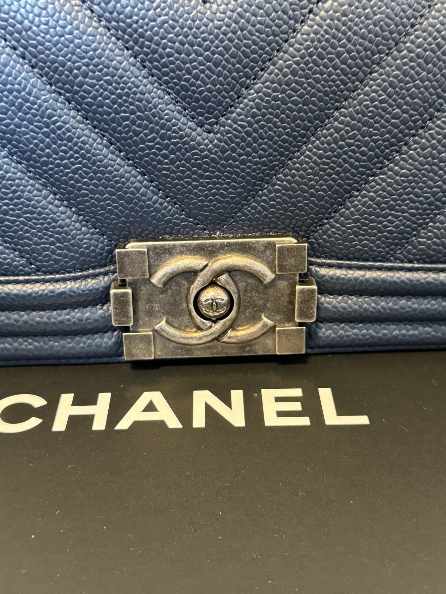 Chanel boy mini in caviar